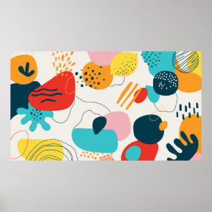 Modern scribble background. Trendy geometric doodl Poster