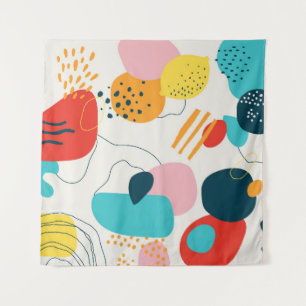 Modern scribble background. Trendy geometric doodl Tapestry