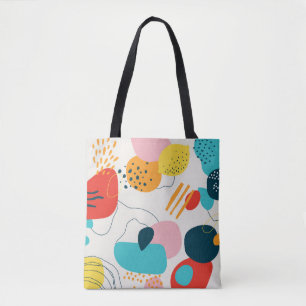 Modern scribble background. Trendy geometric doodl Tote Bag