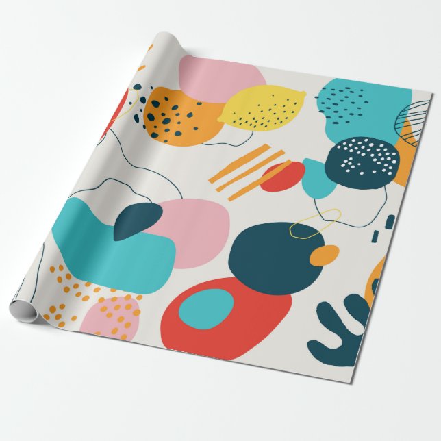 Modern scribble background. Trendy geometric doodl Wrapping Paper (Unrolled)