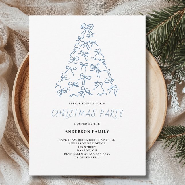 Modern Scribble Bow Christmas Party Invitation (Creator Uploaded)