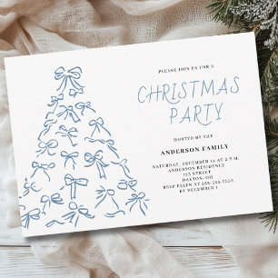 Modern Scribble Bow Christmas Party Invitation