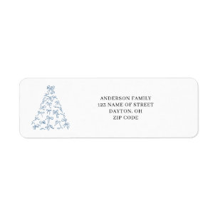 Modern Scribble Bow Christmas Return Address 