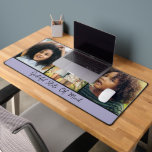 Modern Scrip 3 Photos Collage Desk Mat<br><div class="desc">Add your favourite 3 photos with a script lettering "grateful state of mind" which can be customise desk mat.</div>