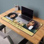 Modern Scrip Photo Collage Desk Mat<br><div class="desc">Add your favourite 3 photos with a script lettering "grateful state of mind" which can be customise desk mat.</div>