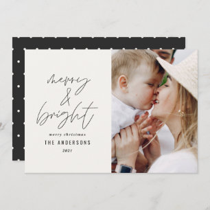 Modern script 1 photo merry & bright Christmas