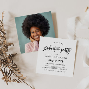 Modern Script 2024 Graduation Party Photo Back Invitation