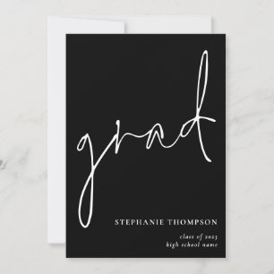 Modern Script 2025 Black Graduation  Announcement