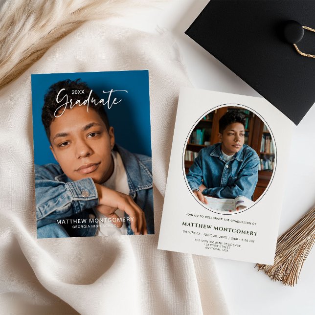 Modern Script 20xx Graduate Photo Party Invitation (Creator Uploaded)