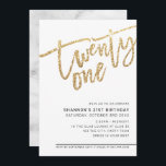 MODERN SCRIPT 21st birthday party gold glitter Invitation<br><div class="desc">by kat massard >>> https://linktr.ee/simplysweetpaperie <<< A trendy, hand lettered invitation design for your 21ST BIRTHDAY - I have most ages available in store TIP :: 1. To change/move graphics & fonts and add more text - hit the "customise it" button. - - - - - - - - -...</div>