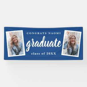 Modern Script 2 Photo Graduation Party Banner