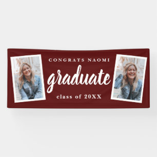 Modern Script 2 Photo Graduation Party Banner