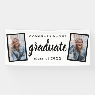Modern Script 2 Photo Graduation Party Banner