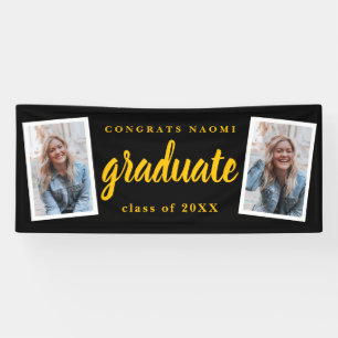 Modern Script 2 Photo Graduation Party Banner