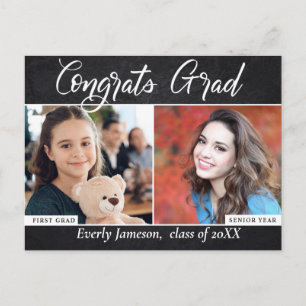 Modern Script 2 PHOTO Graduation Party Invitation Postcard