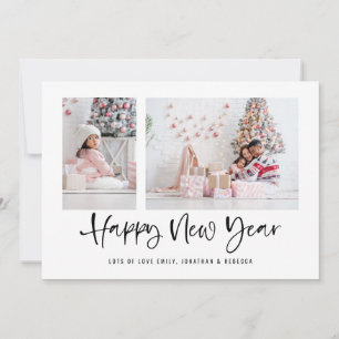Modern Script 2 Photo Happy New Year 2026 Calendar Holiday Card