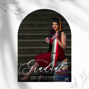 Modern Script 2 Photos Arch Graduation Party Invitation