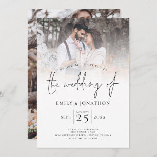 Modern Script 2 Photos Wedding Invitation