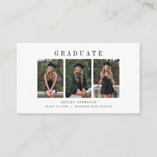 Modern Script 3 Photo Collage Graduation Thank You Enclosure Card
