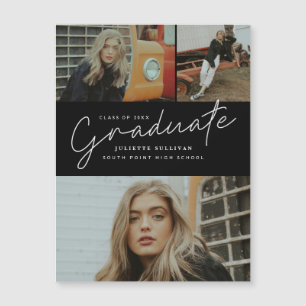Modern Script 3 Photo Graduation Announcement
