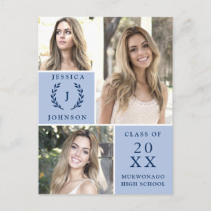 Modern Script 3 PHOTO Graduation Party Invitation  Postcard