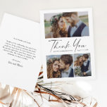 Modern Script 3 Photo Wedding Thank You Card<br><div class="desc">Script 3 photo wedding elegant stylish modern thank you card. Part of a wedding collection. Colours can be changed. The back includes a thank you message that you can personalise for each guest or remove if you prefer to hand write your thank you. Click the edit button to customise.</div>