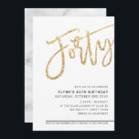 MODERN SCRIPT 40th birthday party gold glitter Invitation<br><div class="desc">by kat massard >>> https://linktr.ee/simplysweetpaperie <<< A trendy, hand lettered invitation design for your 40TH BIRTHDAY - I have most ages available in store TIP :: 1. To change/move graphics & fonts and add more text - hit the "customise it" button. - - - - - - - - -...</div>