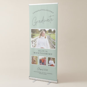 Modern Script 4 Photo Congratulations Graduate Retractable Banner