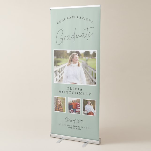 Modern Script 4 Photo Congratulations Graduate Retractable Banner (3/4)