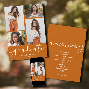 Modern Script 4 Photo Graduation Announcement