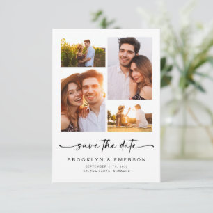 Modern Script 4 Photos Wedding Save The Date