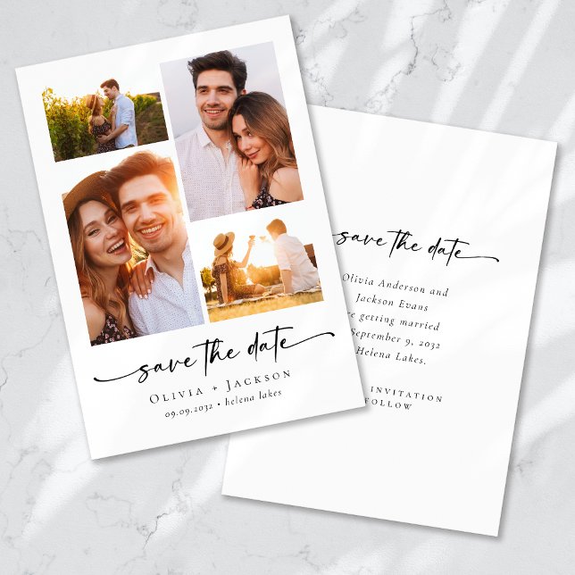 Modern Script | 4 Photos Wedding Save The Date (Creator Uploaded)