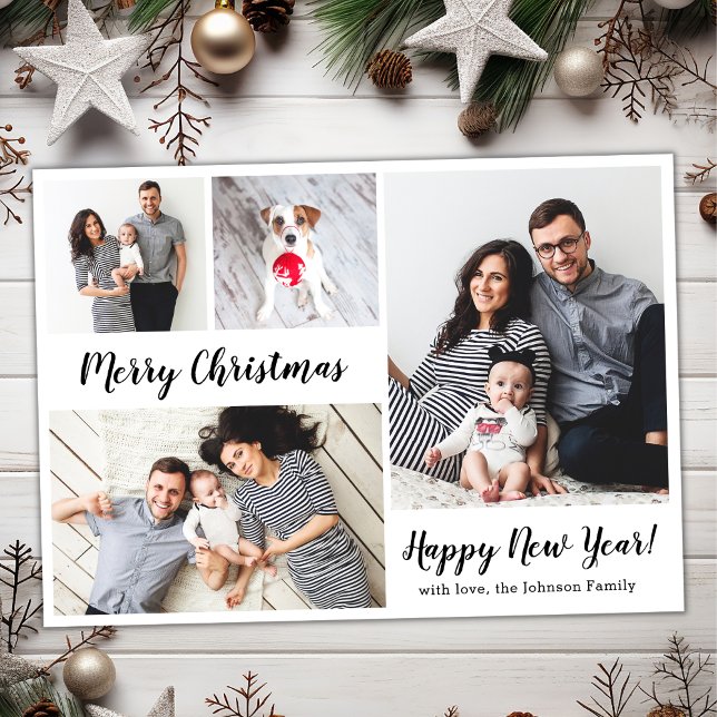 Modern Script 5 Multiple Christmas Photo Postcard (Creator Uploaded)