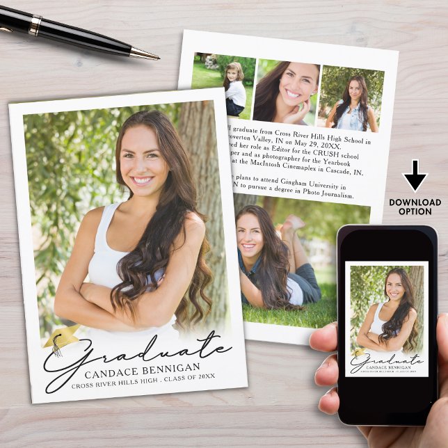 Modern Script 5 Photo Graduation Announcement (Creator Uploaded)