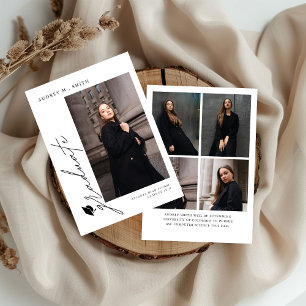 Modern Script 5 Photos Graduation Announcement