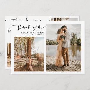 Modern script 5 photos white thank you wedding