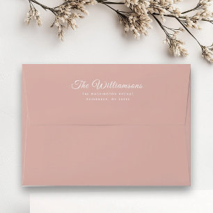 Modern Script 5 x 7 Return Address Dusty Blush Envelope