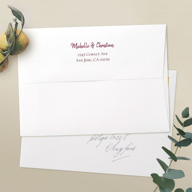 Modern Script 5 x 7 White Return Address Envelope (Creator Uploaded)