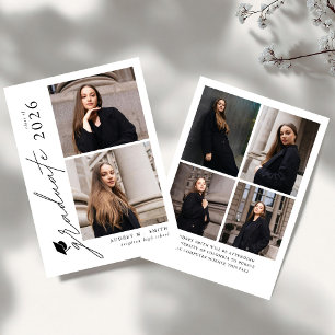 Modern Script 6 Photos Graduation Announcement