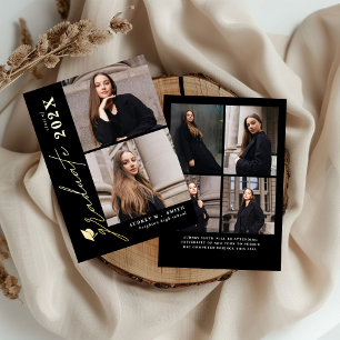 Modern Script 6 Photos Graduation Announcement