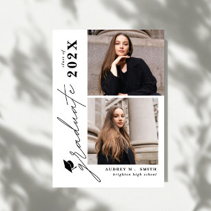 Modern Script 6 Photos Graduation Announcement