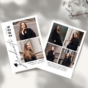 Modern Script 6 Photos Graduation Announcement