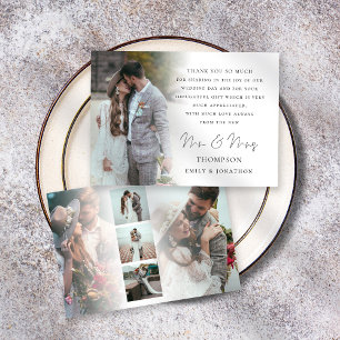 Modern Script 6 Photos Wedding  Thank You Card