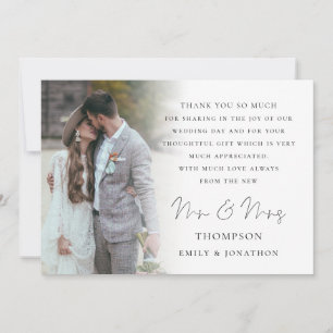 Modern Script 6 Photos Wedding Thank You Card