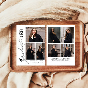 Modern Script 7 Photos Graduation Announcement