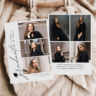 Modern Script 7 Photos Graduation Announcement