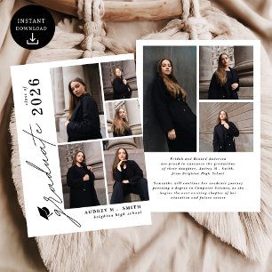 Modern Script 8 Photo Graduation Announcement