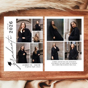 Modern Script 9 Photos Graduation Announcement