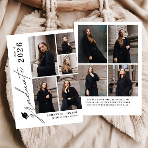 Modern Script 9 Photos Graduation Announcement