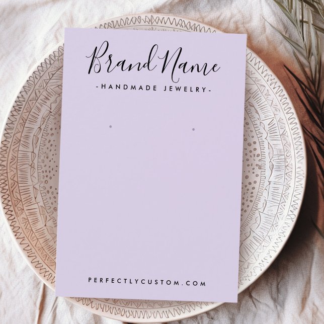 Modern script add logo purple earring display card (Modern script add logo purple earring display card)